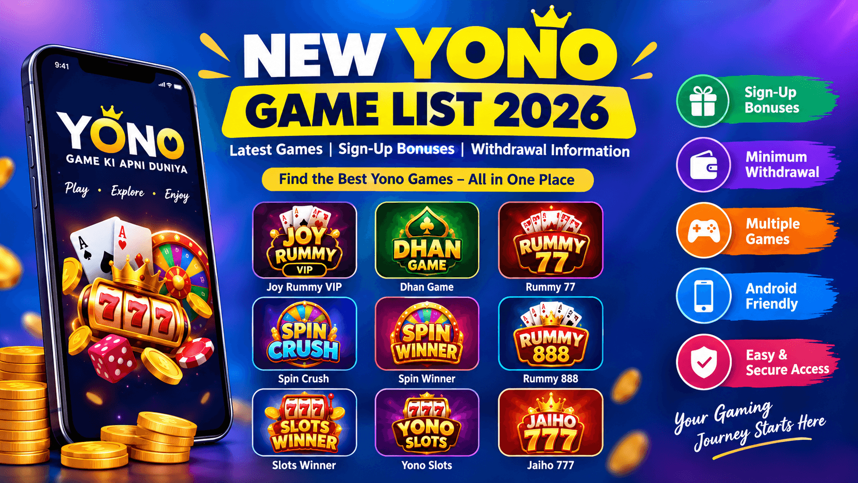 New Yono Game List 2026 – Latest Games, Sign-Up Bonuses & Withdrawal Information